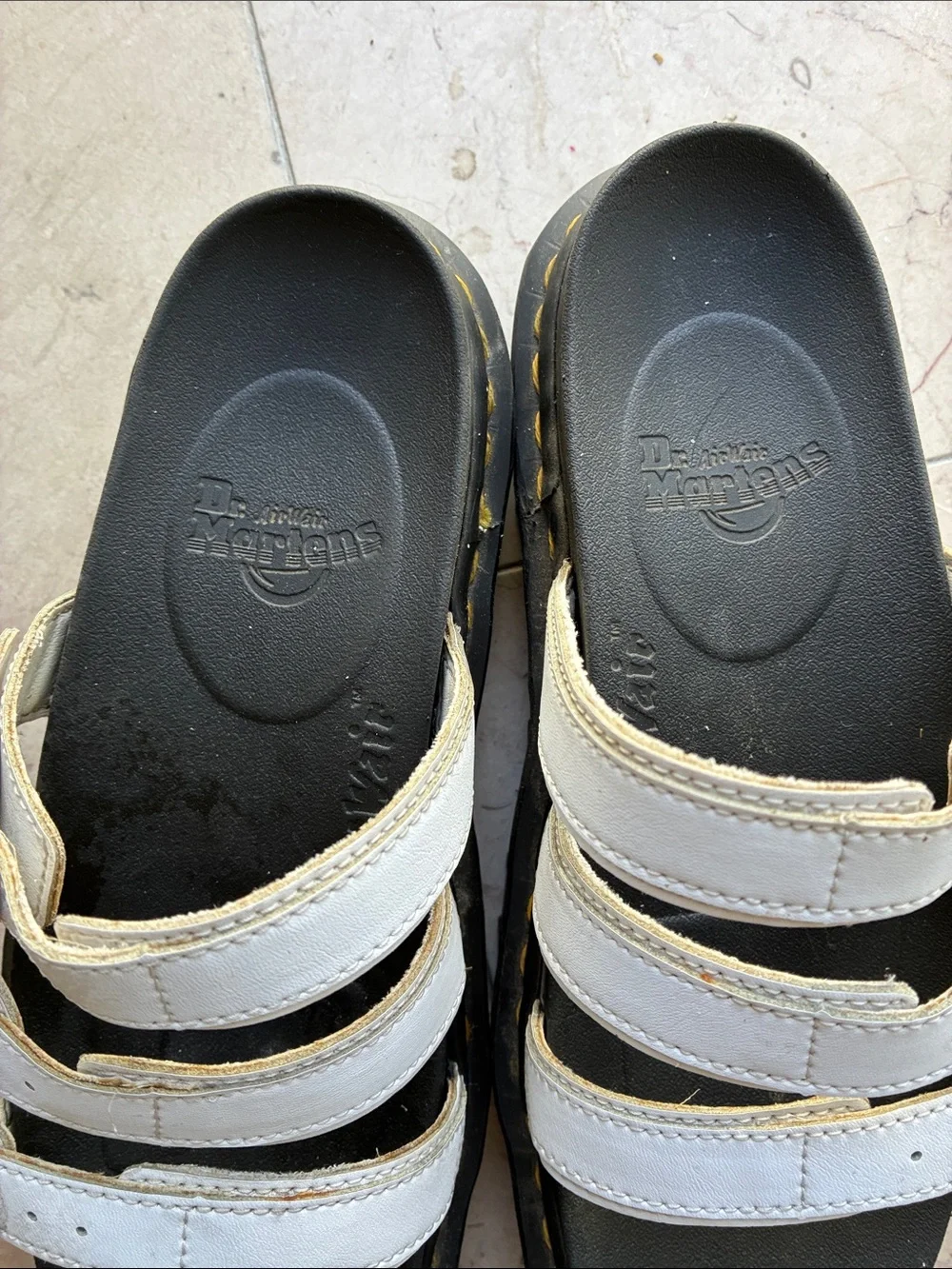 Dr.Martens- White Triple-Strap Platform Slide Sandals